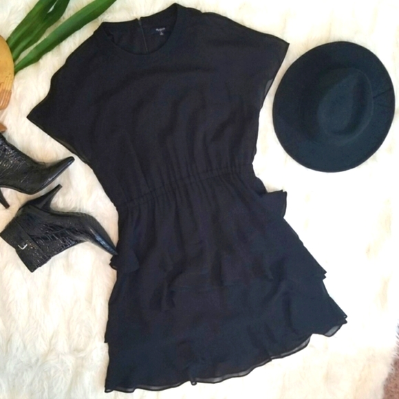 Madewell Dresses & Skirts - NEW W. TAGS MADEWELL Black Sheer Tiered Ruffle Flowy Cocktail Dress Chiffon